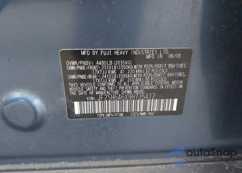 2009 Subaru Forester 2.5X Limited z USA, uszkodzony, nr VIN JF2SH646X9H735412